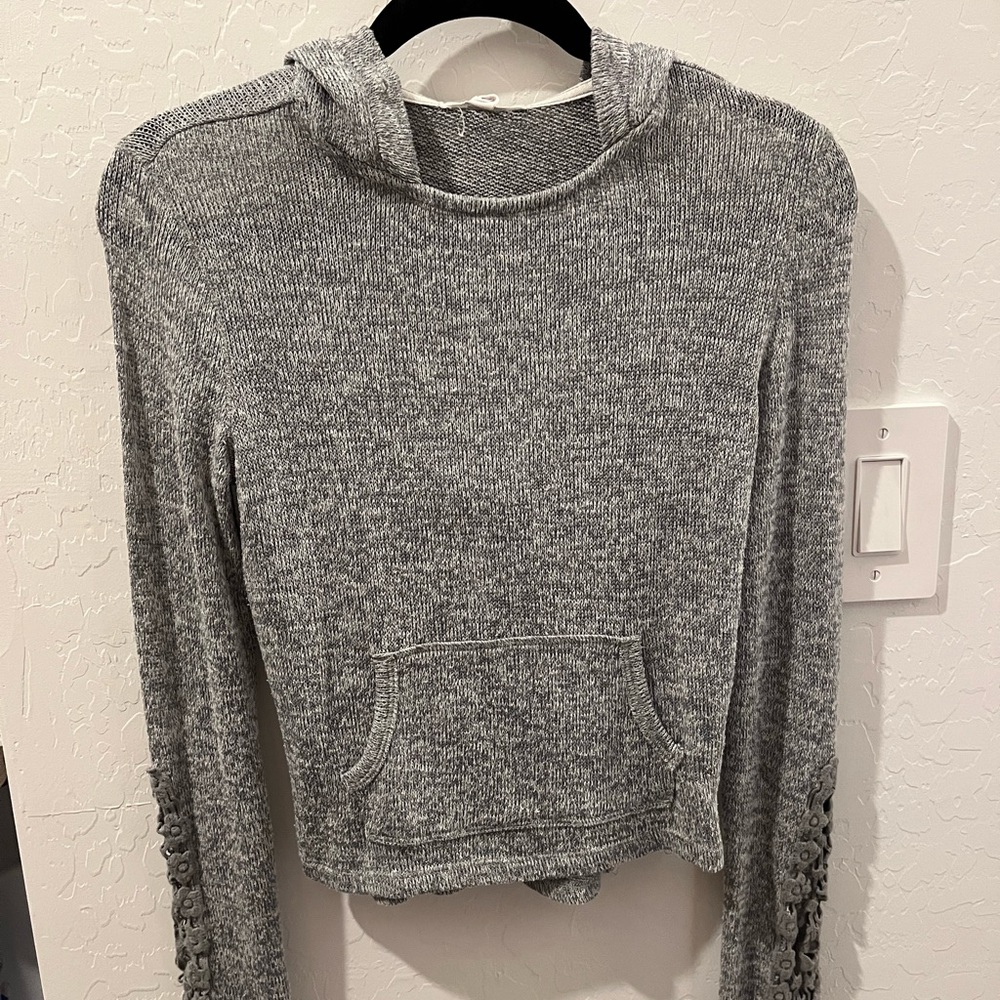 Gray Knit Hooded Sweater